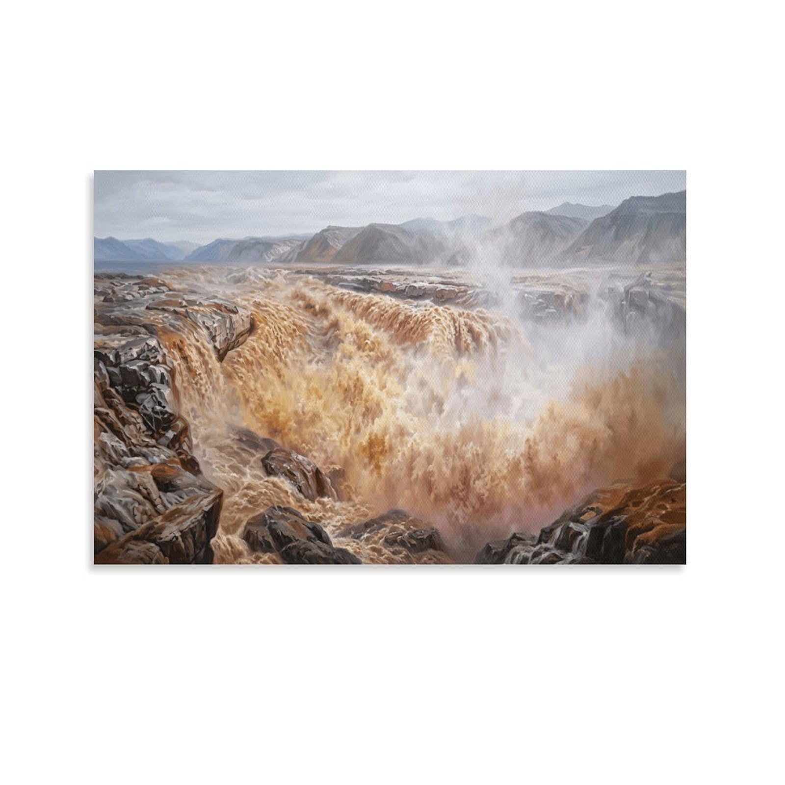 XPASHIQWC Yellow River Hukou Waterfall Poster Artwork Giclee Canvas Prints Modern Wall Art Picture Wall Hanging for Bedroom Living Room Decor 24x36inch(60x90cm)