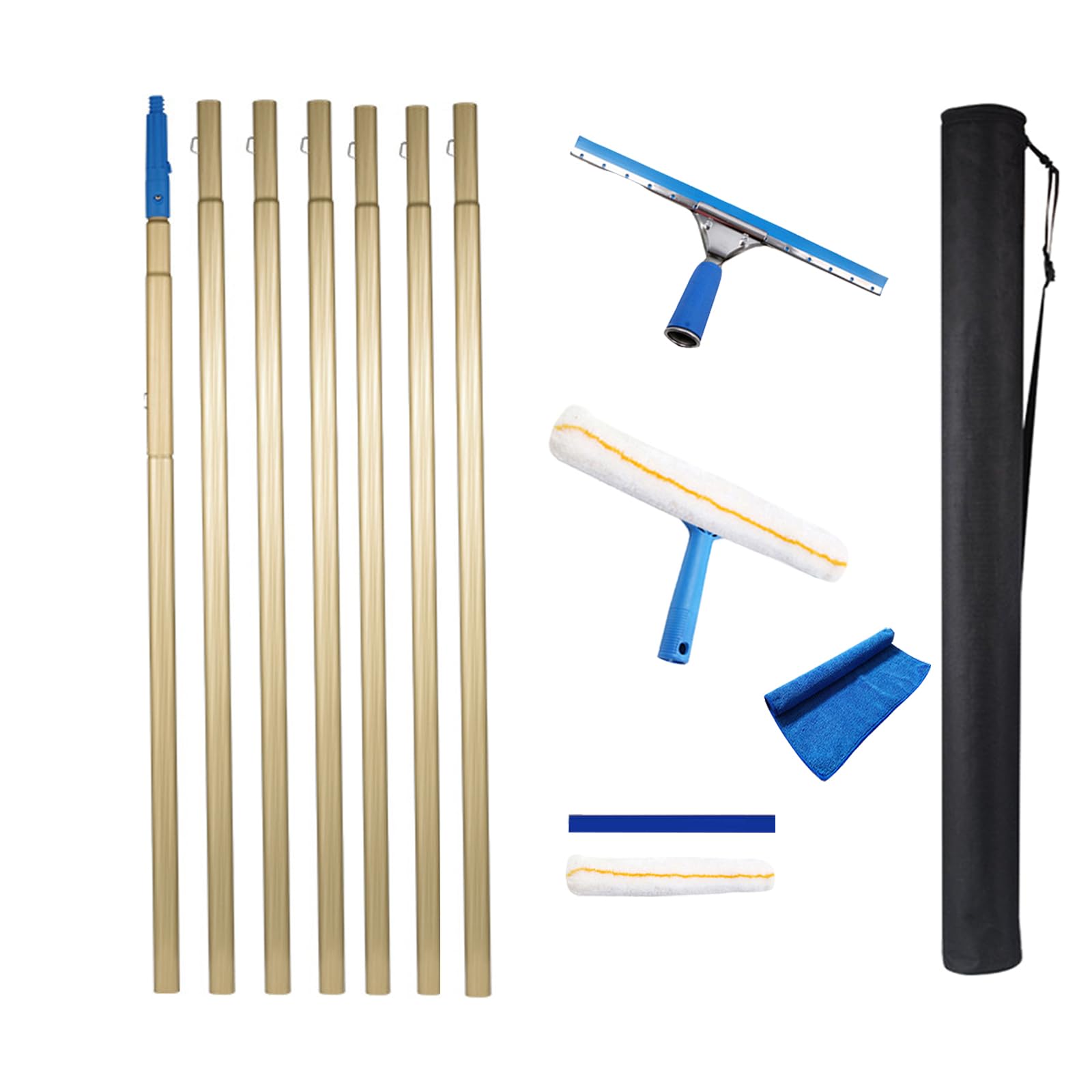 Escobilla telescópica profesional para ventanas altas, 100 cm, limpiador de vidrio duradero con mango extensible, ideal para limpieza de ventanas sin rayas y accesibilidad