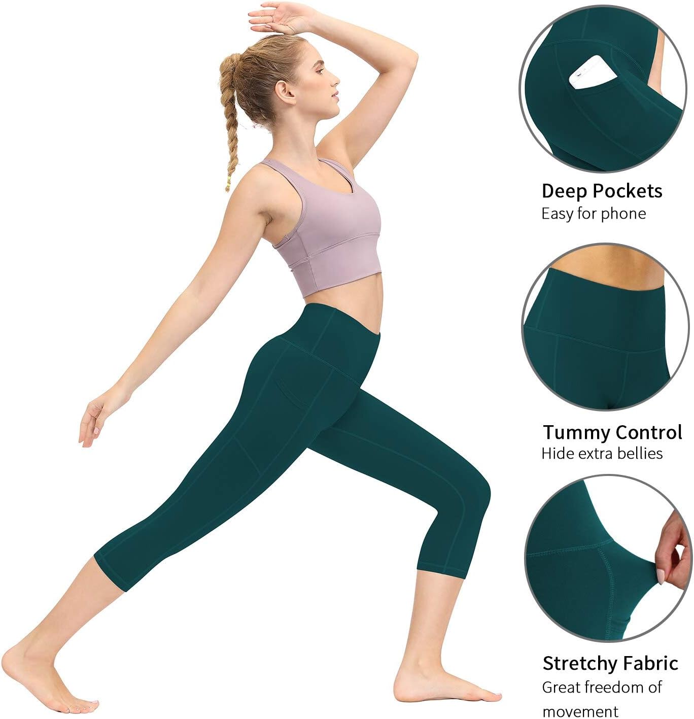 Fengbay High Waist Yoga Pants, Pocket Yoga Pants Tummy Control Workout Running 4 Way Stretch Yoga Leggings - Image 5