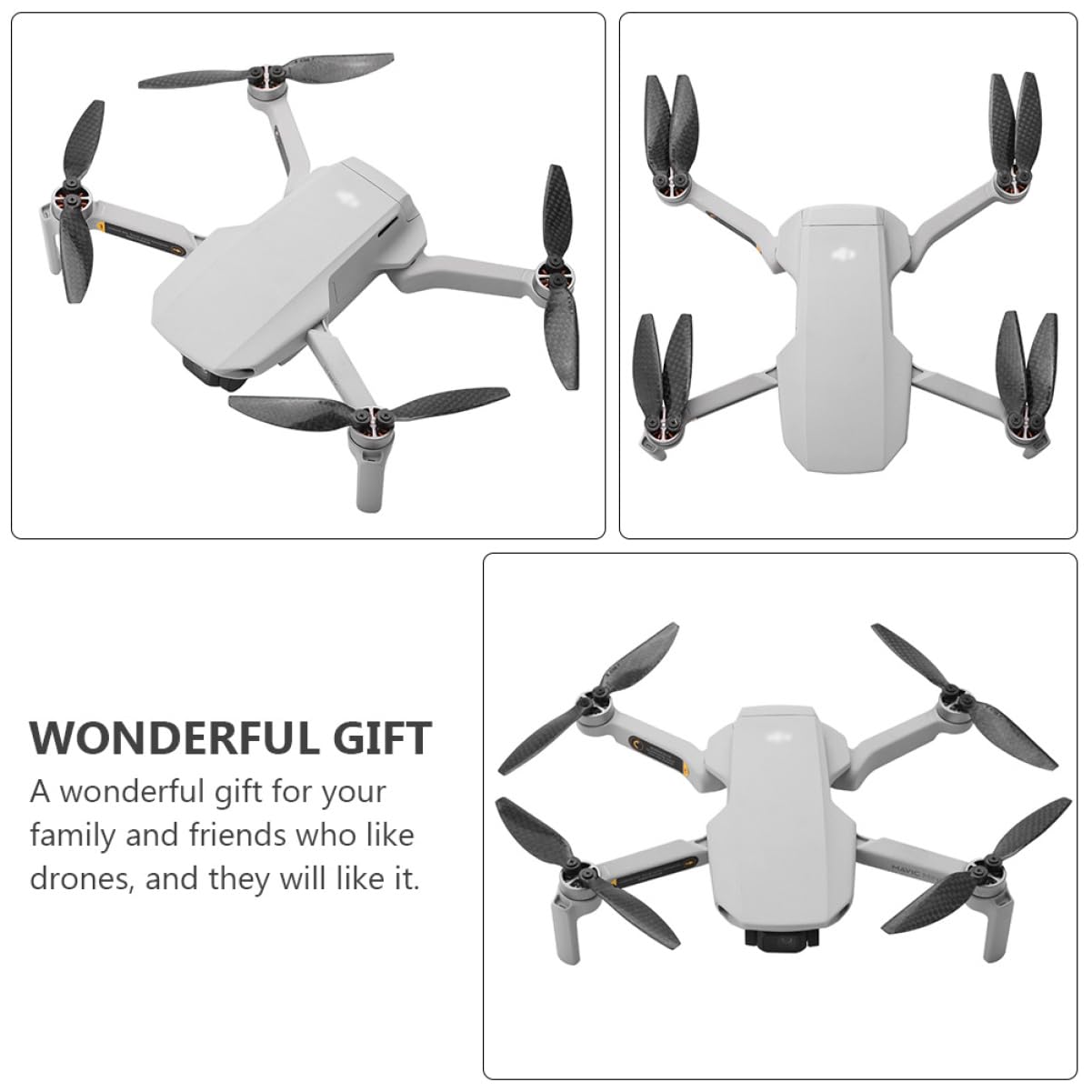 Abaodam Hélice de Fibra de Carbono para Dron Accesorio Compatible con Mavic Mini Hélices para Cuadricóptero de Repuesto