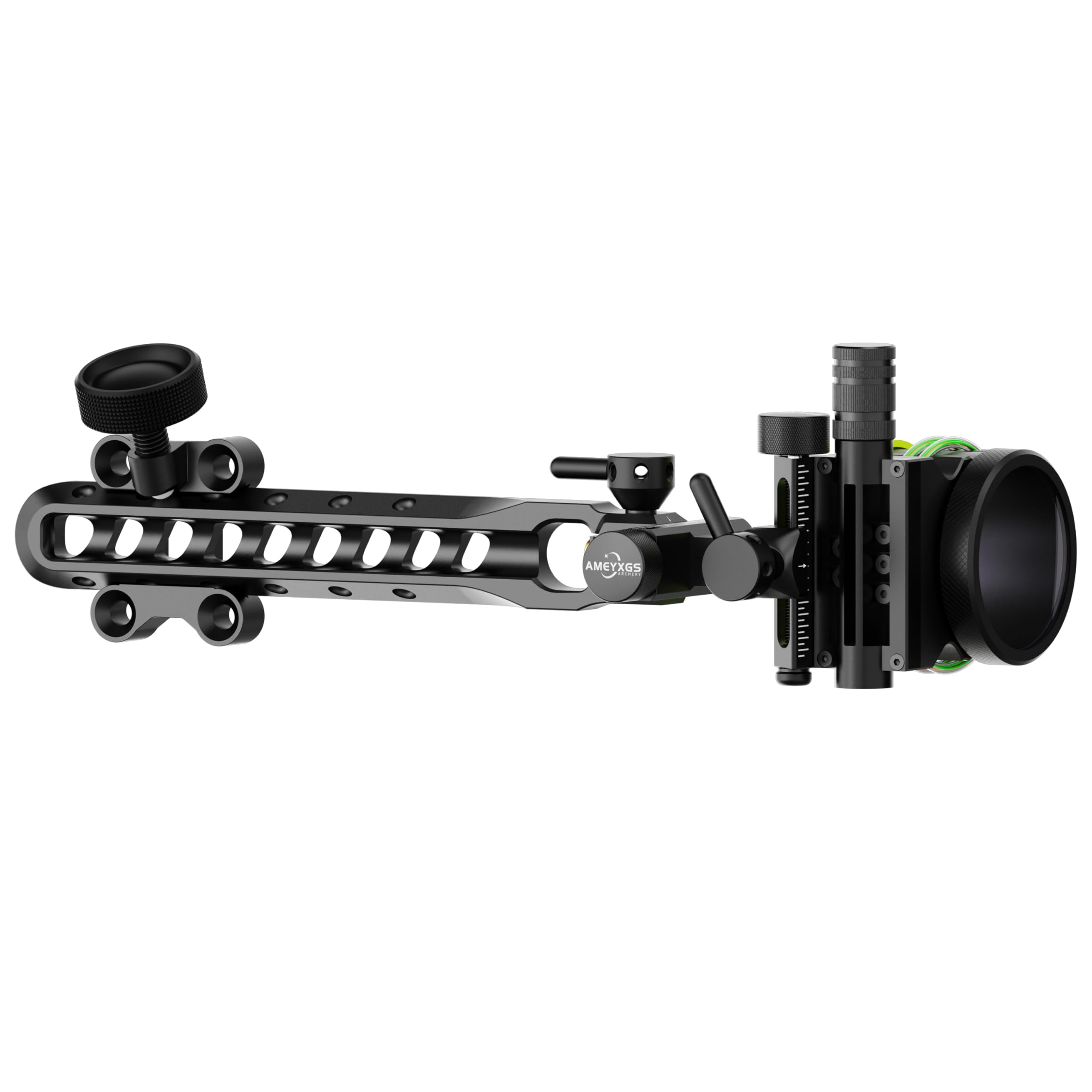 Mirino composto a 5 pin, regolazione del vento e dell'elevazione senza attrezzi, perni in fibra ottica 0,019 con kit di lenti di ingrandimento 4X, 6X, 8X, DX, LH, per caccia con l'arco