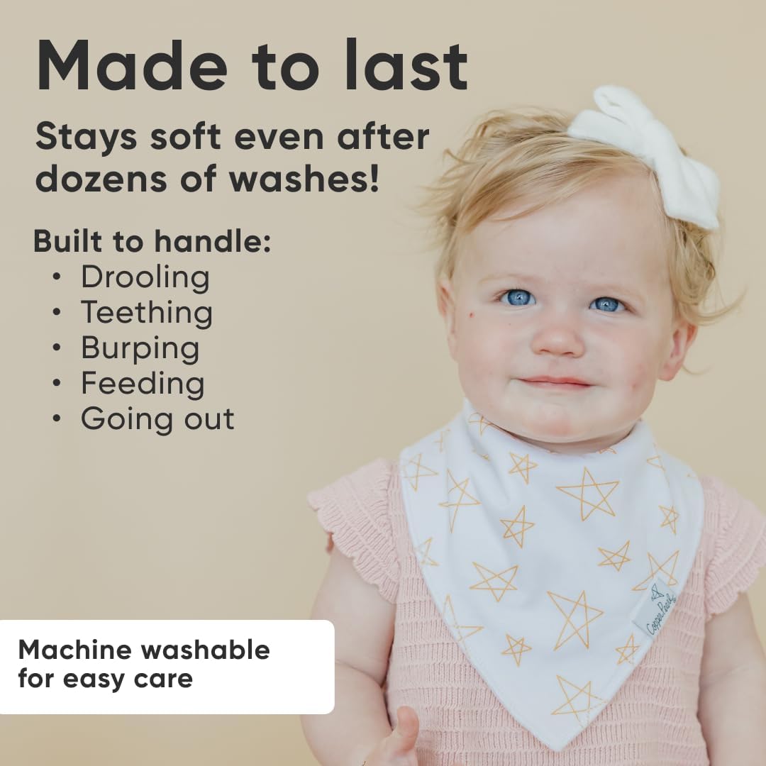Copper Pearl Baby Bibs 4 Pack, Bandana Drool Bibs for Baby Girl & Boy, Soft Cotton Bibs for Drooling and Teething