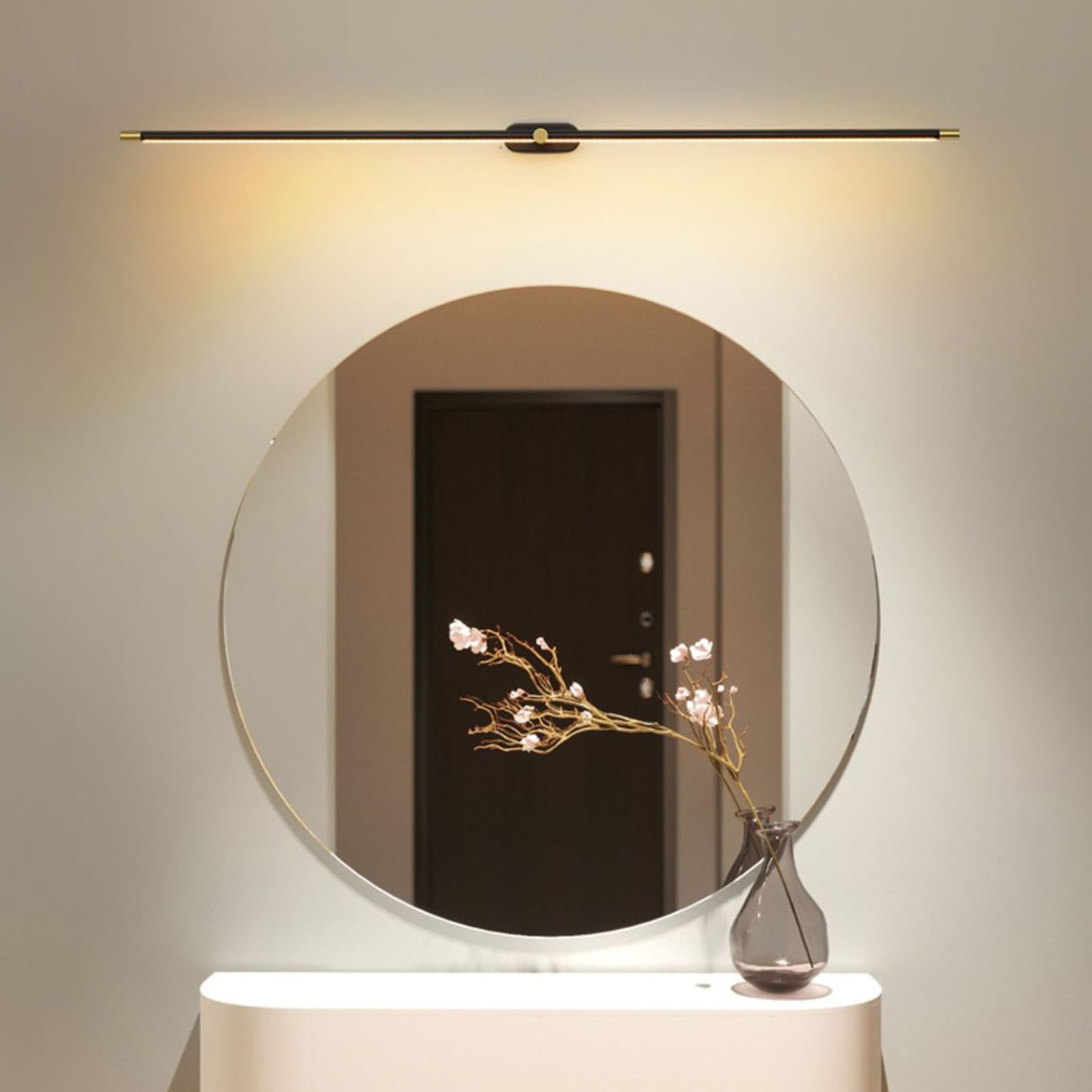 LED Spiegelleuchte Wandlampe Moderne Indoor Wandleuchte Badezimmer Wasserdichte Wandbeleuchtung Lange Lichtleiste Wandleuchten für Hotel Restaurant Badezimmer (Schwarze Gold-Warmes Licht,128cm)