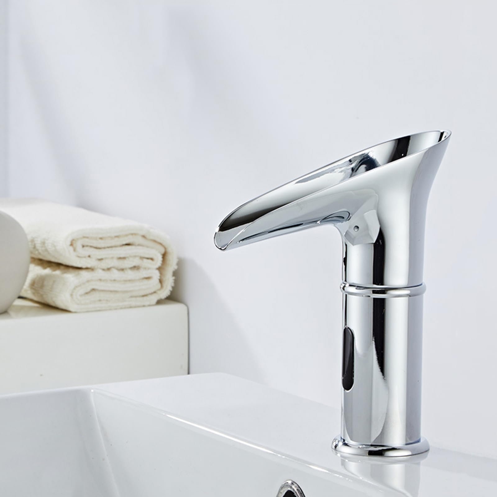 ZYCHSJXA Retro Touchless Tap Bathroom Sink Taps Mixers with Led Automatic Infrared Sensor Faucet Chrome
