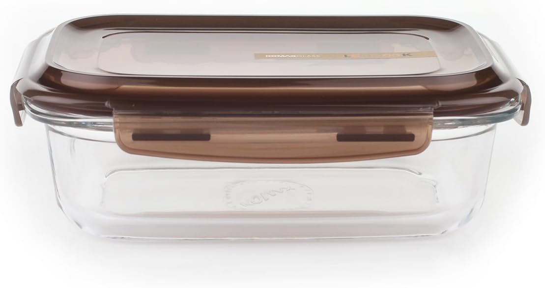 Komax Brown Lid Look Glass Food Container, 1 EA
