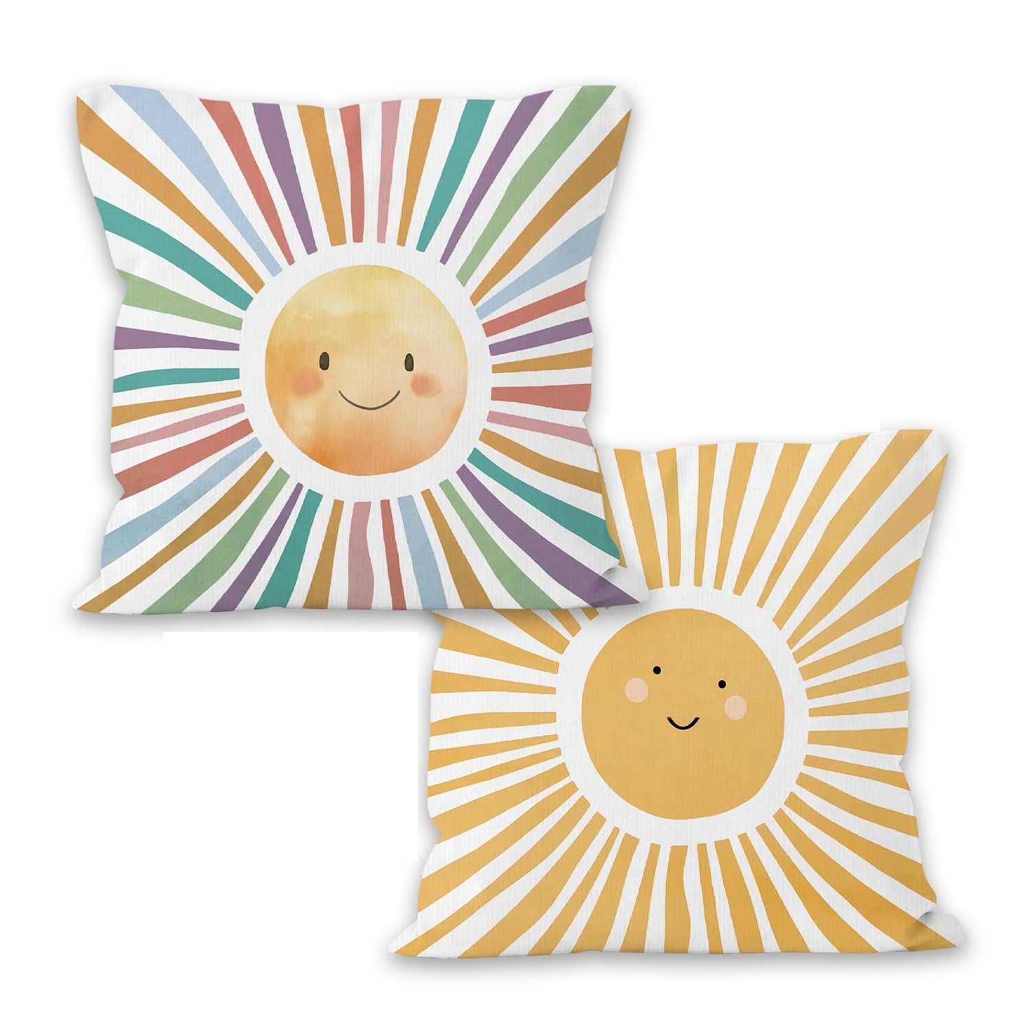 2PCS Bohemian Sun Cushion Covers 45×45CM, Colorful Double-Sided Printed Cotton Pillow Covers, Decorative Throw Pillows for Sofa, Bed Pillows Decorative & Sofa Cushion Covers，for Living Room Bedroom — image 1
