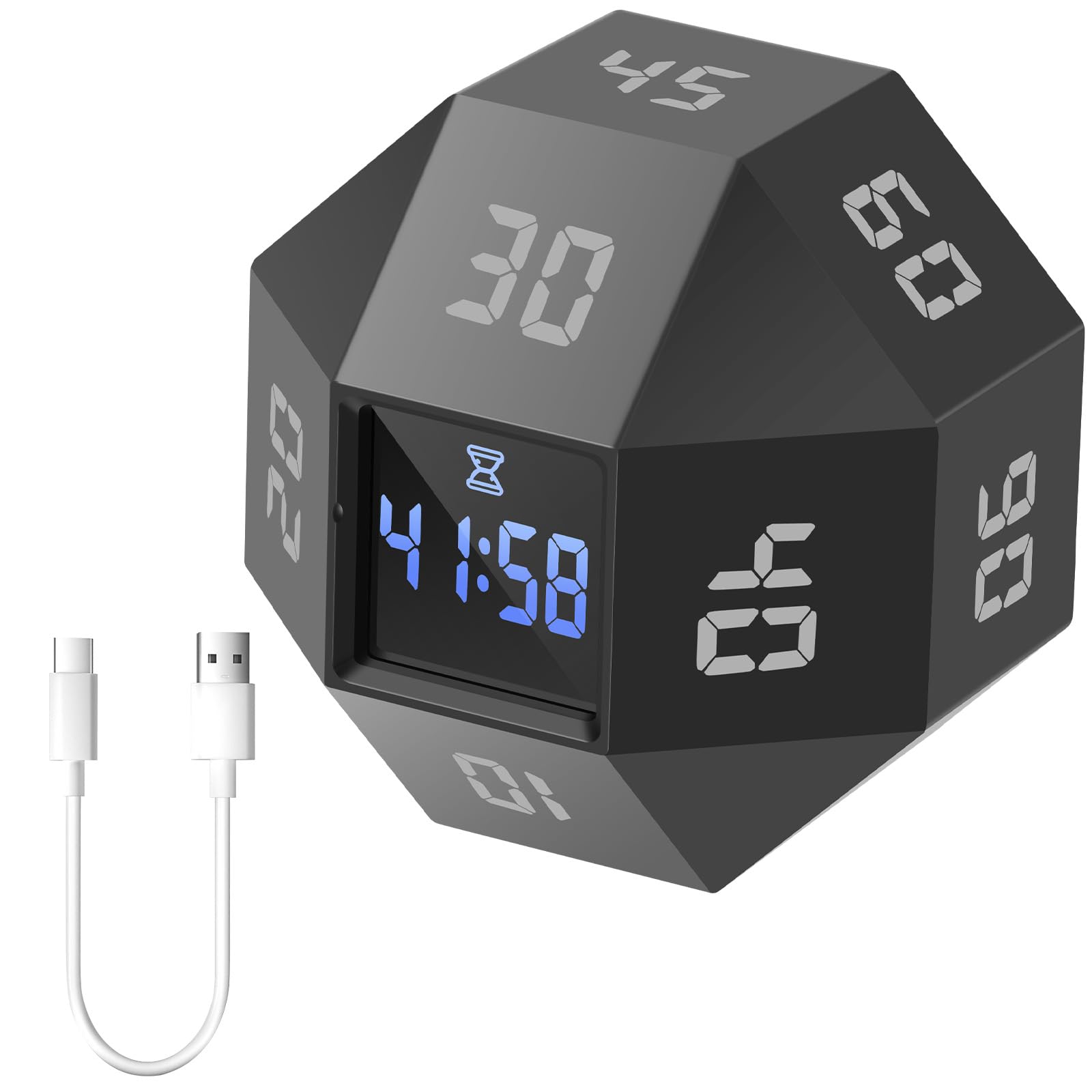 Adhd Tools For Adults Flip Clock Ticktime Pomodoro Cube Timer, Desk Timer Productivity, Pause & Resume, Silent, Vibrate Magnetic Timer Adhd Timer