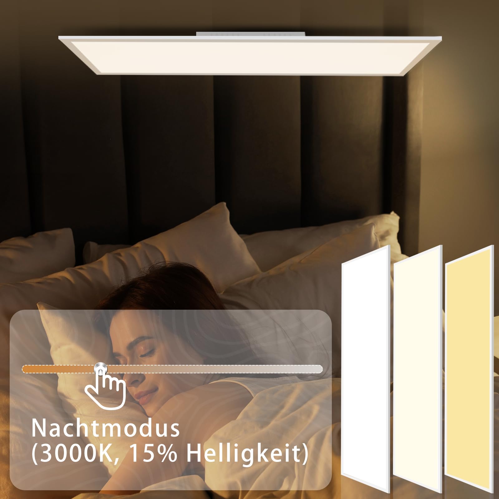 CBJKTX LED Panel Deckenleuchte Dimmbar - Flach Lang Deckenpanel mit | Fernbedienung Groß Deckenlampe Weiß Tageslichtlampe Bürolampe Decke für Büro Werkstatt Küche Arbeitszimmer Flur