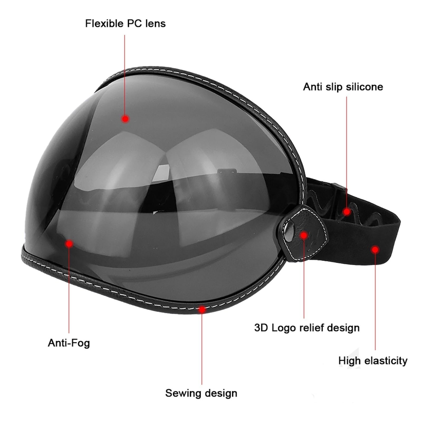 Visera para casco de moto Visera de burbuja con lente abatible, máscara protectora for casco motocicleta retro, equipo for lentes(Color 2)