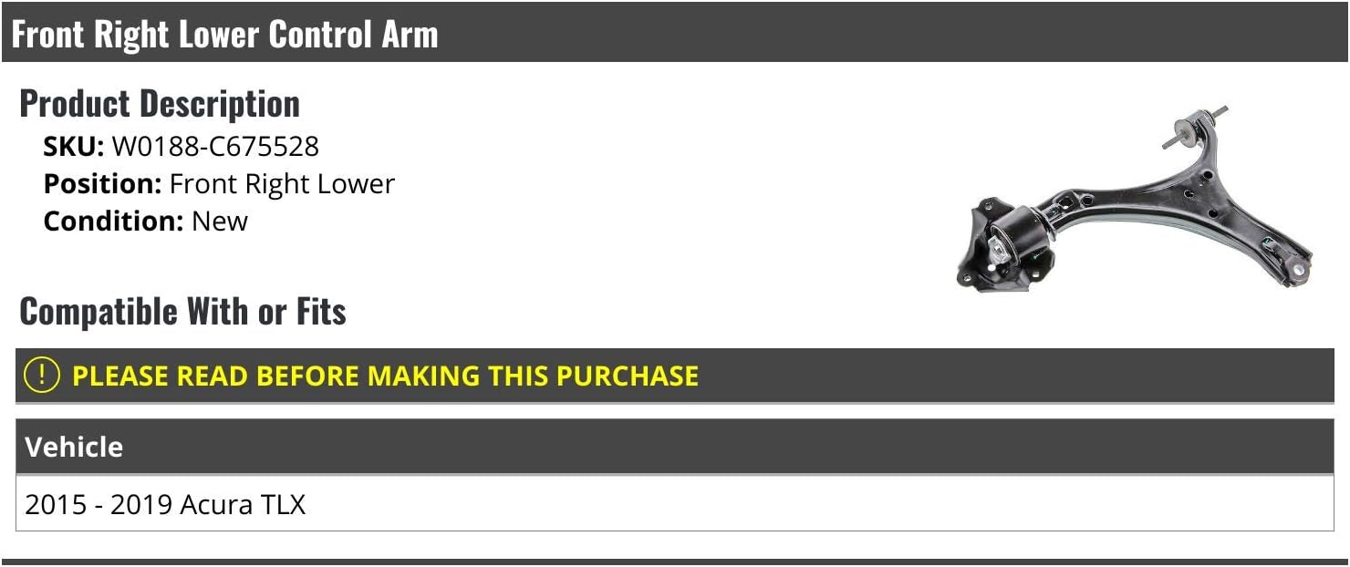 Front Right Passenger Side Lower Control Arm - Compatible with 2015-2019 Acura TLX