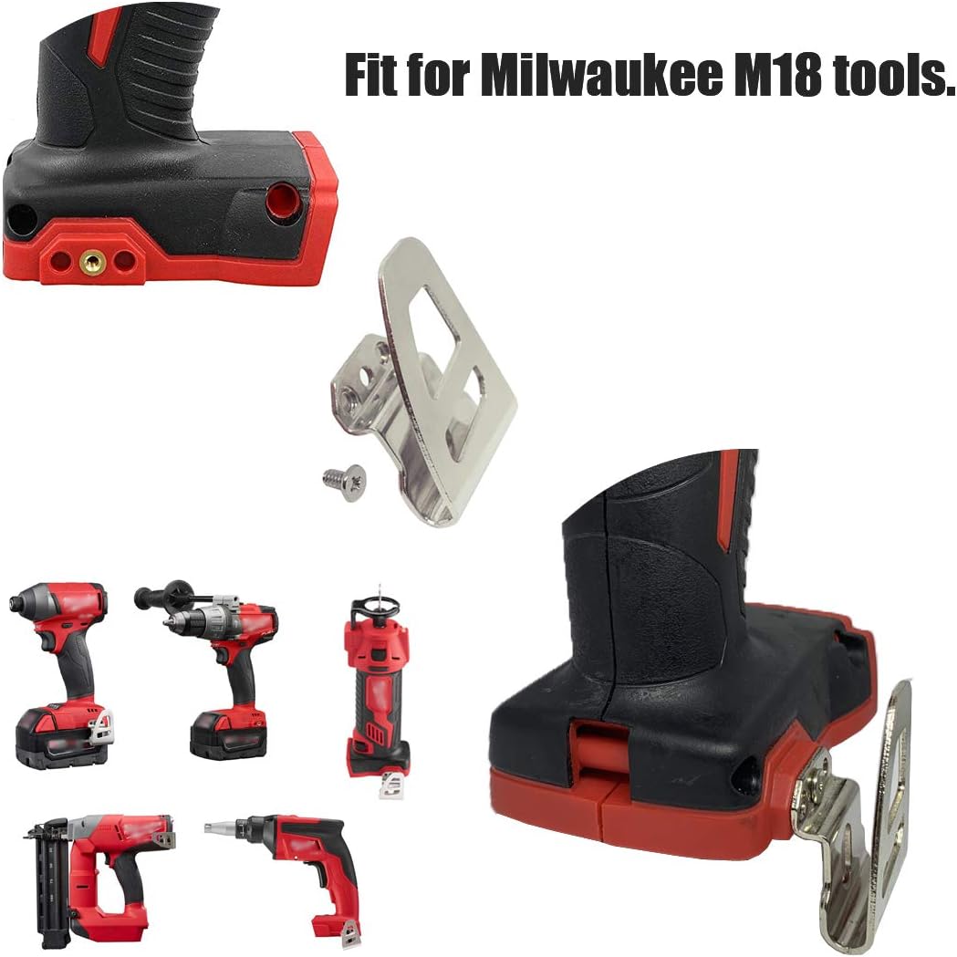Replacement Belt Clip Hook for Milwaukee Work with M18 tool Impact Driver Hammer Drill Replace for 2604-20, 2604-22, 2604-22CT, 2797-22 (2Packs)