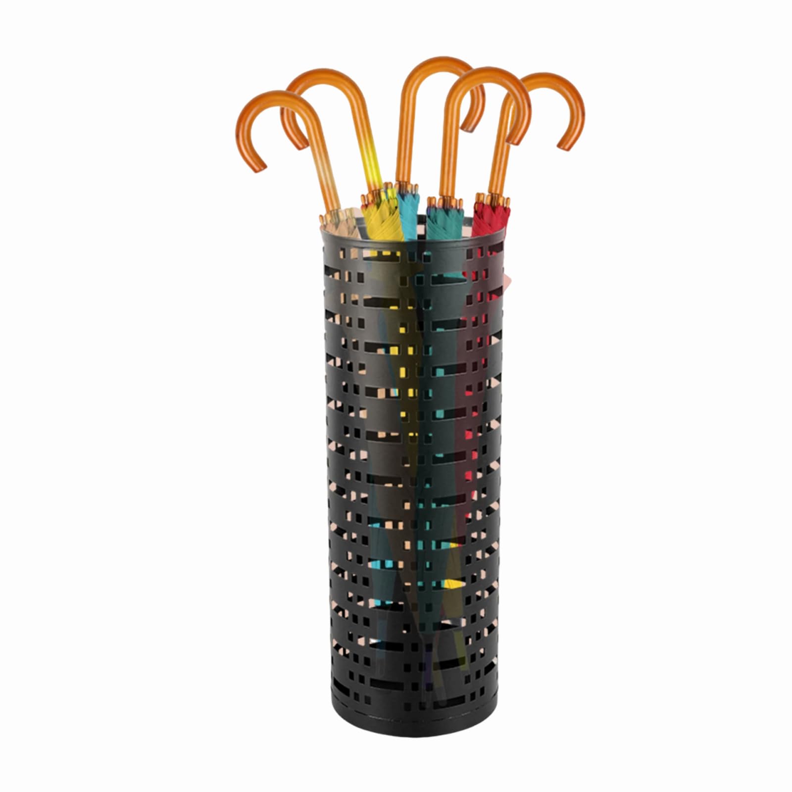 Porte-parapluie pour cannes en métal avec bac de rangement étanche noir ou blanc