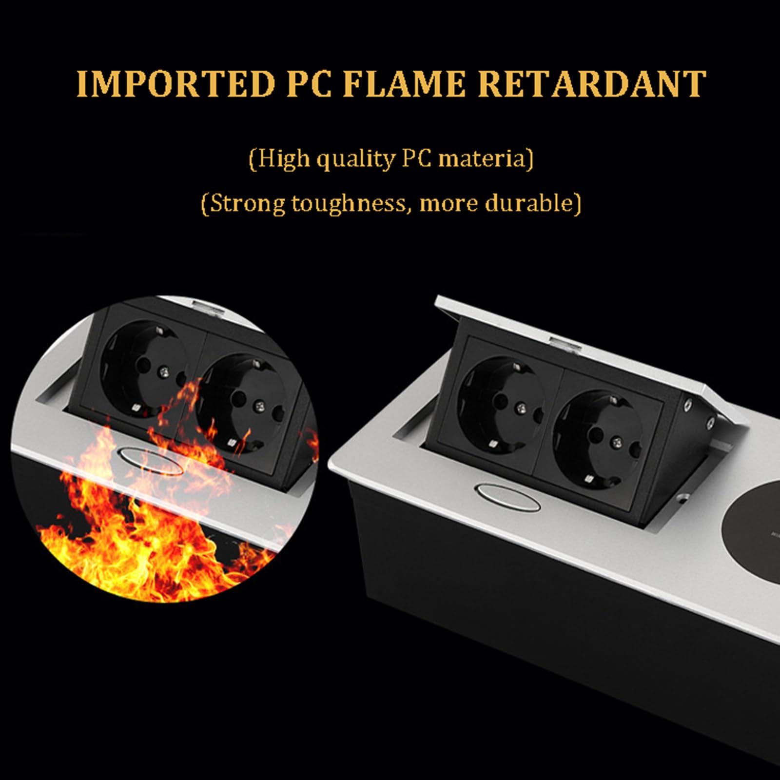 Presa Elettrica Da Scrivania Incassata, Presa Pop-Up Con Caricabatterie Rapido Wireless Da 15 W, PD 20 W Usb (A+C), Presa Incorporata Per Piani Di Lavoro Per Ufficio,Casa,Scrivania,Black-EU-plug