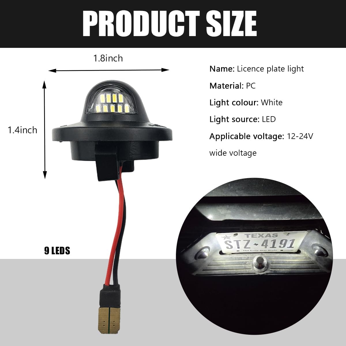 2 PCS Full LED License Plate Light Tag Lamp Assembly, 6000K Vehicle Rear Plate Lamp Assembly Replacement, Car Tag Light Compatible with Escalade Avalanche Silverado