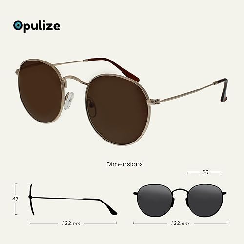 Miniatura 2 de OPULIZE Sol Classic - Lentes de lectura redondos retro de los años 60, oro mate, marrón oscuro, para hombres y mujeres, UV400 S94-9 +2.50