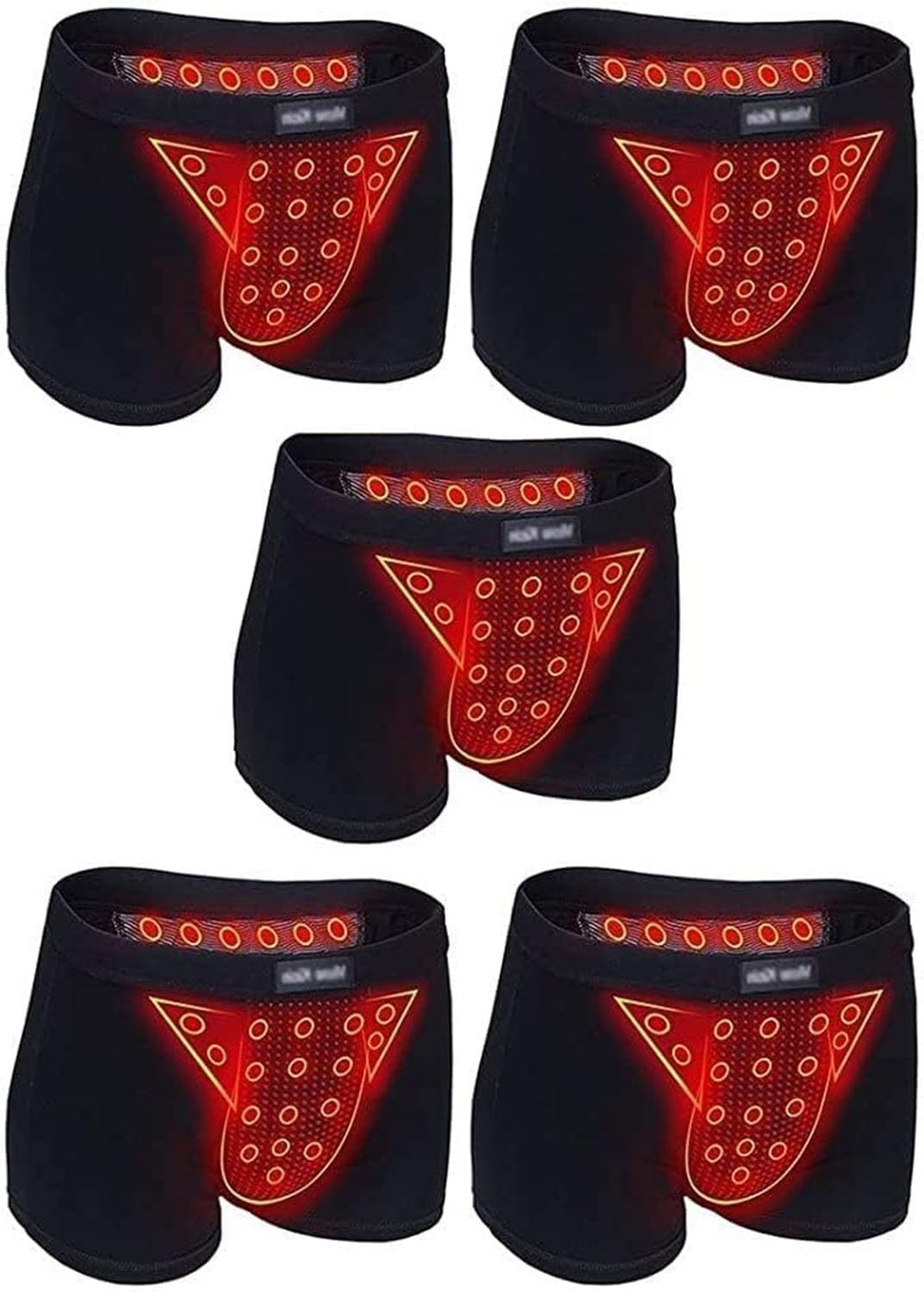 Daogesir Men's 1 Underwear Magnetic Therapy Boxer Briefs 5-Packs Enlarget Underwear Tourmaline Prostate Therapy Panties (Color : Size : 5XL)