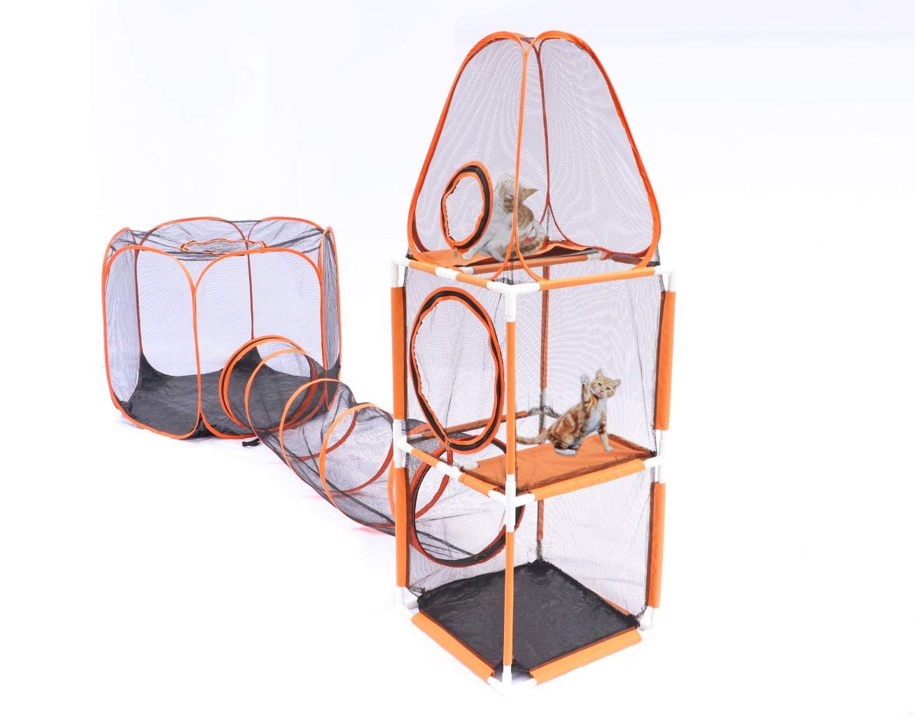 Buy 3 in 1 Compound Cat Houses & Condos,Indoor & Outdoor Pet Play House