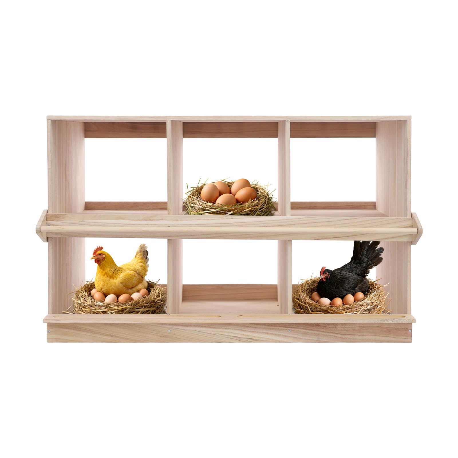 Jaula para gallinas, 6 compartimentos, madera, 94 x 44 x 58 cm, nido para pollos, codornices, patos, palomas