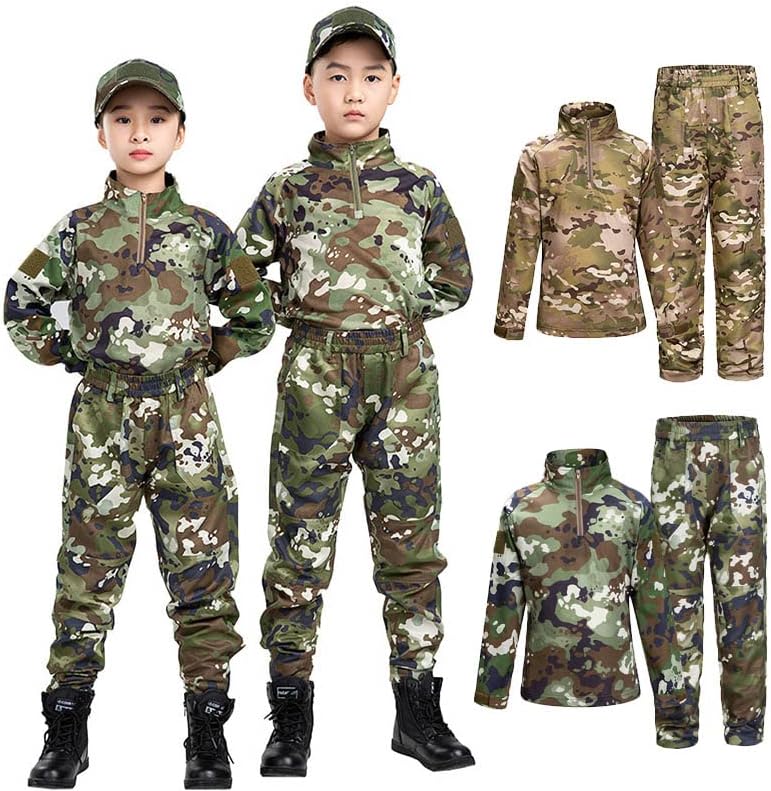 Outdoor Sports Airsoft Shooting Shirt Pants Set Battle Dress Uniform Tactical BDU Set Child Kid Combat Clothing