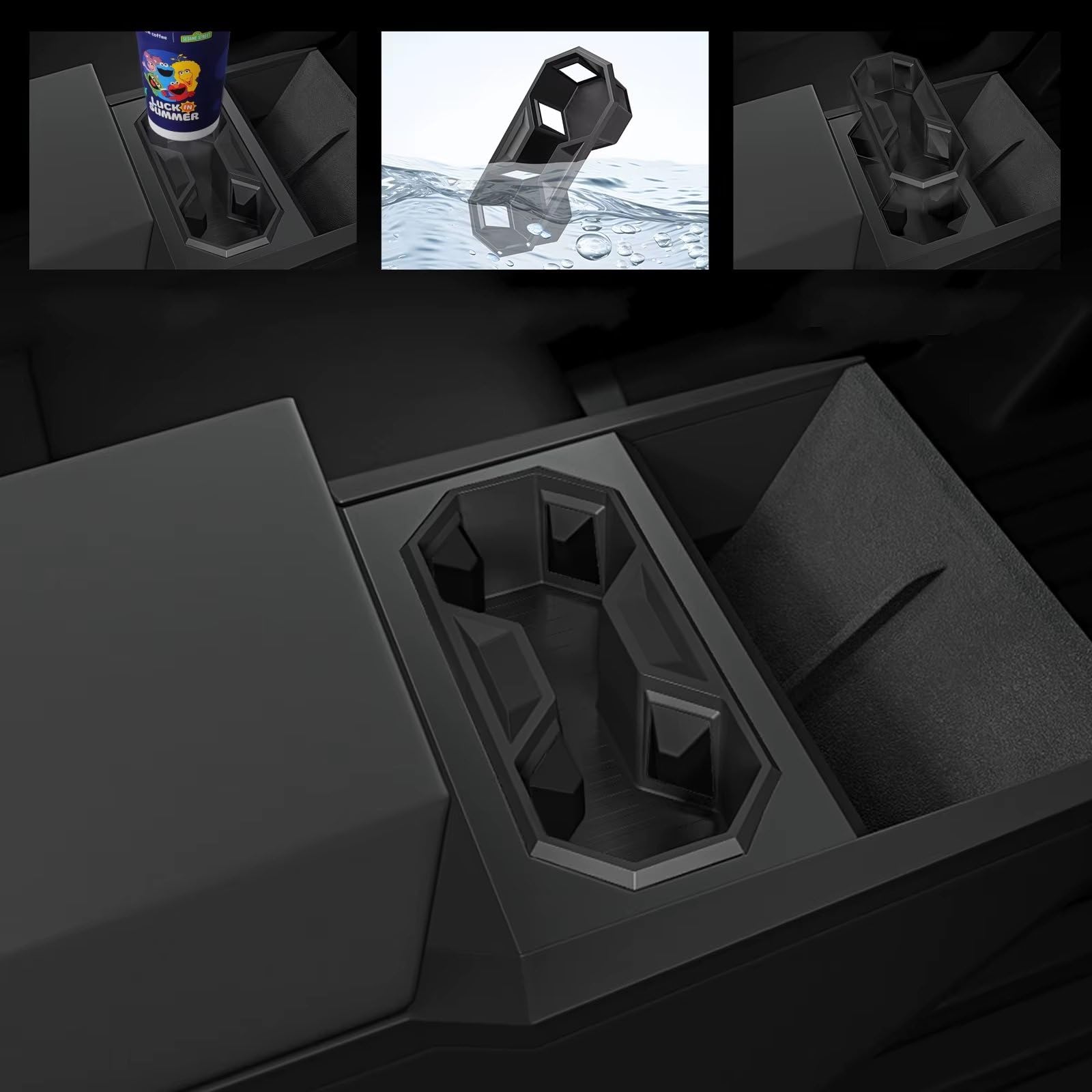 Portabevande per Auto compatibili con Tesla Cybertruck 2024 2025 2026, Contenitore portaoggetti per Bicchieri d'Acqua per Auto, Ammortizzante, Accessori per l'organizzazione Centrale.