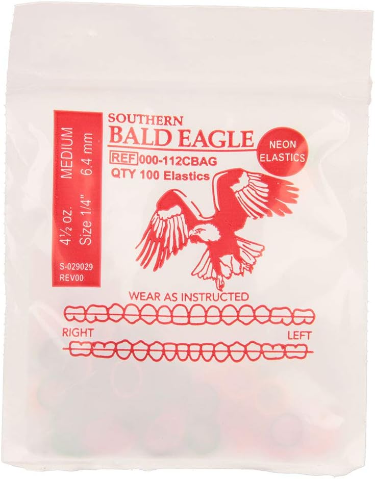 Elastics Wildlife Eagle | Assorted Neon, Medium, 4.5 Oz, 1/4" Size, 75 Packs Per Box, 7,500 Total | Made in The USA | Neon Colors, Top Quality Latex Tubing
