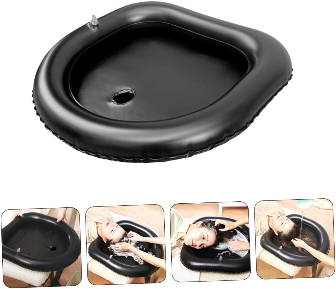 Portable Hair Washing Basin for Bedridden Patients, PVC Inflatable Black