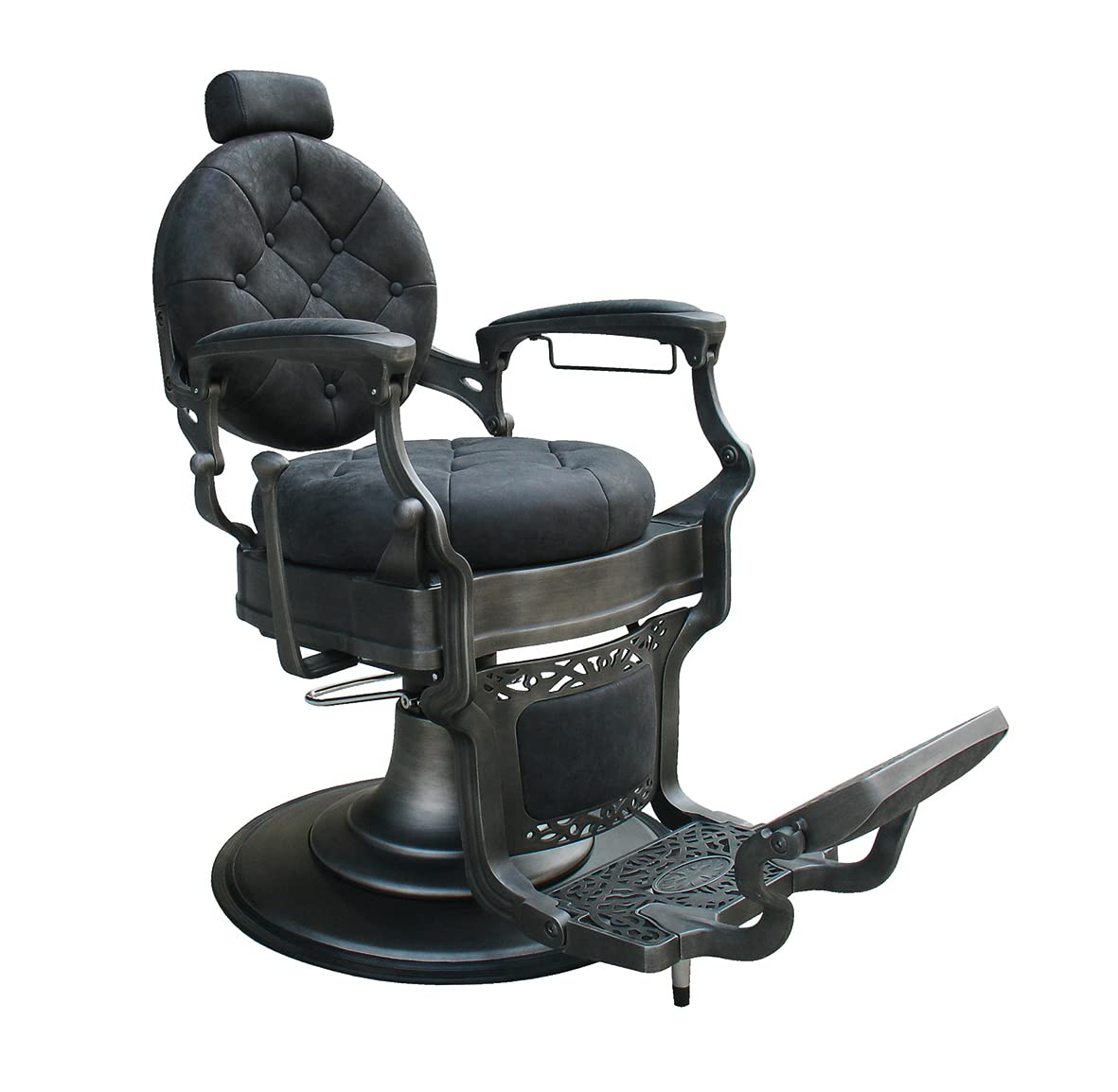 MarathonSeller Eurostil, Sillon de Barbero Profesional STAFFORD con Giro de 360º, Bomba Hidráulica, Respaldo Inclinable y Reposacabezas Extraíble. Sillón de Peluquería de Altura Ajustable para SPA