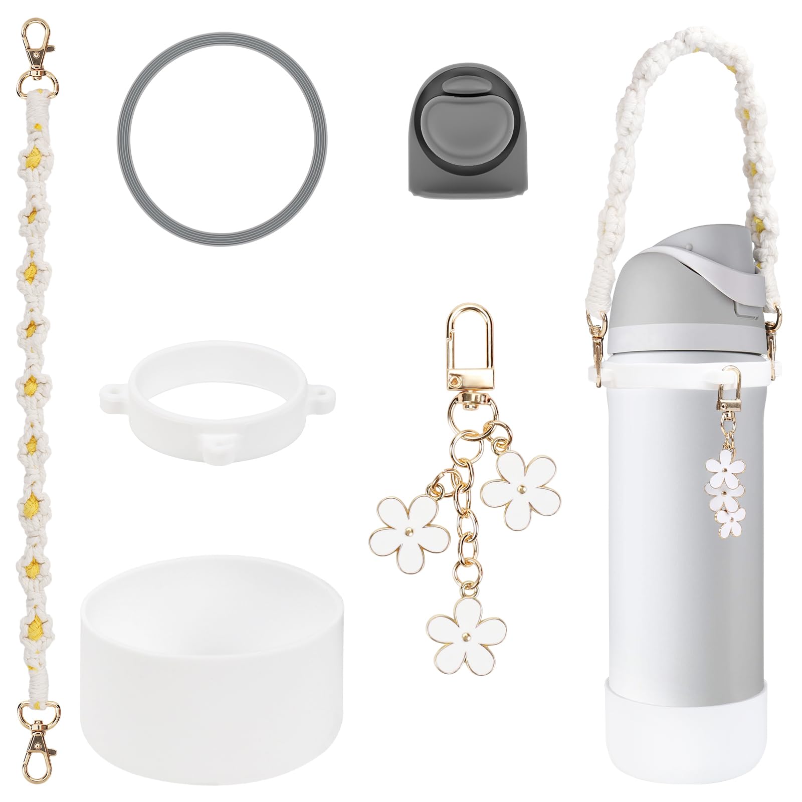 Comprehensive Compatible Owala Accessories Set: Silicone Boot for 24oz & 32oz Bottles, Water Bottle Handle Strap, Bottle Seal Ring, Replacement