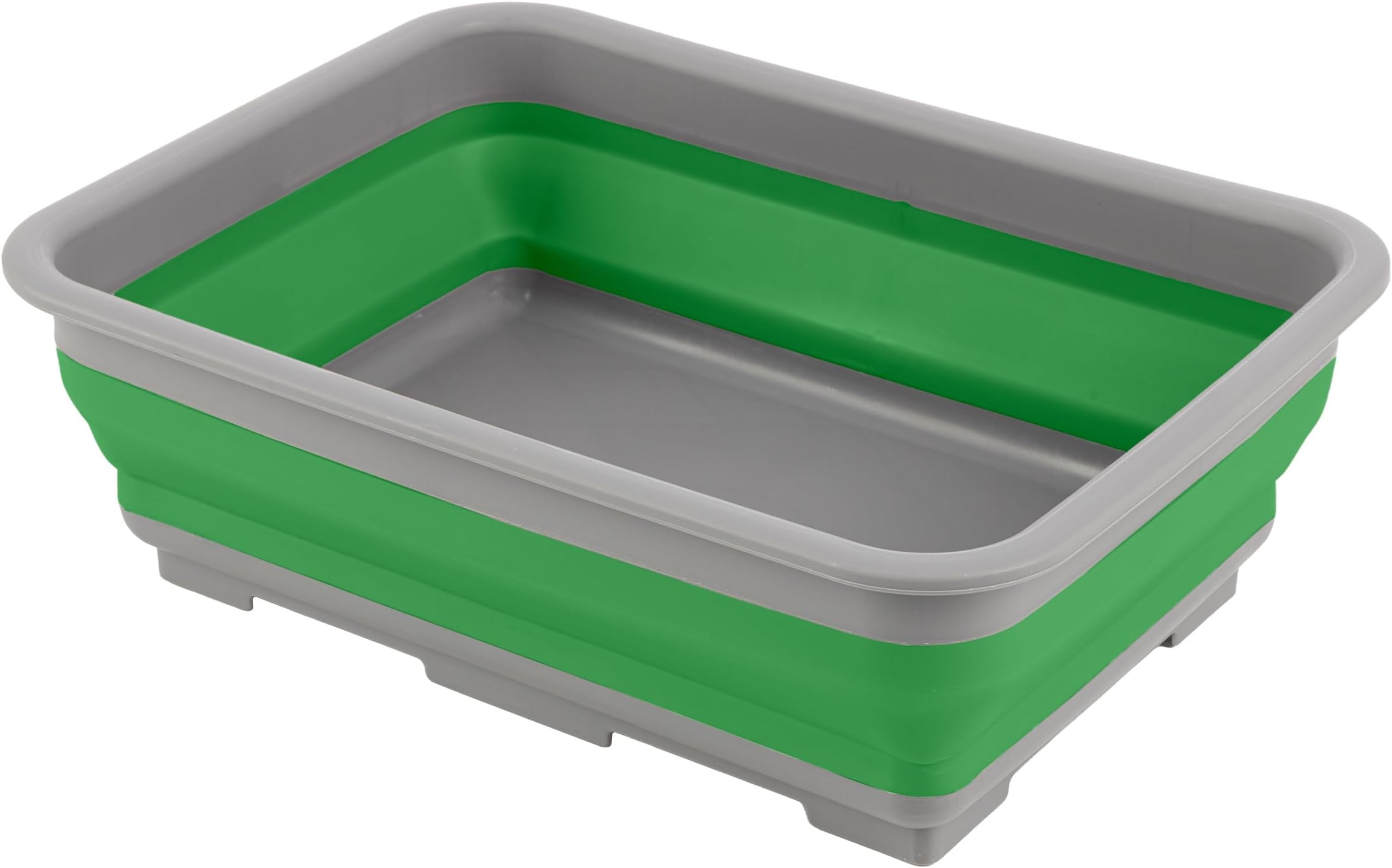 Collapsible Bucket for Cleaning - 7.27L Foldable Wash Bin Dish Tub - Collapsible Wash Basin or Camping Sink for Beach, Tailgating, or Soaking Laundry - Cleaning Supplies by Wakeman (Green)