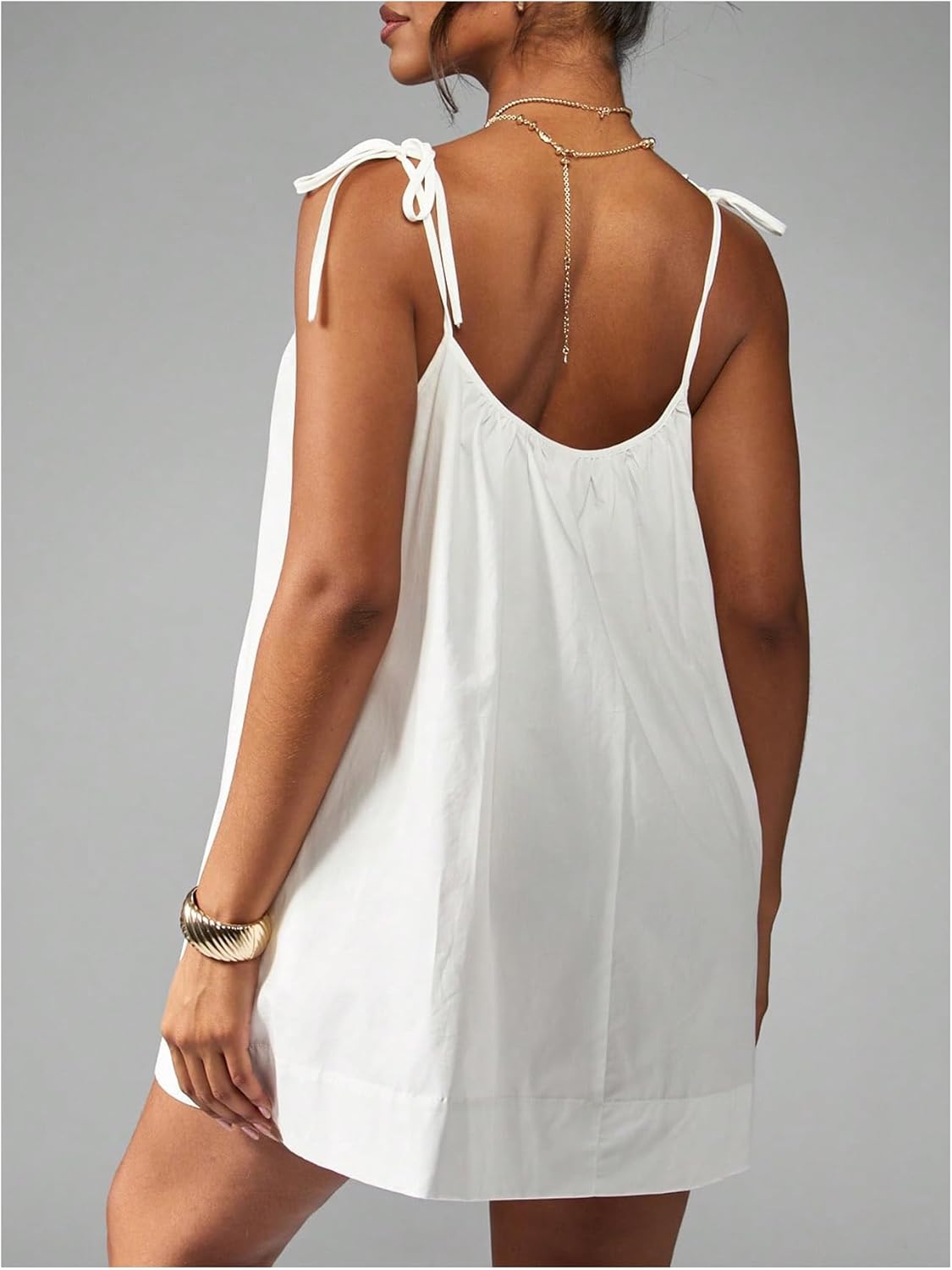 SOLY HUX Sundresses for Women Sleeveless Tie Shoulder Smocked Mini Dress Beach Vacation Outfits - Image 2