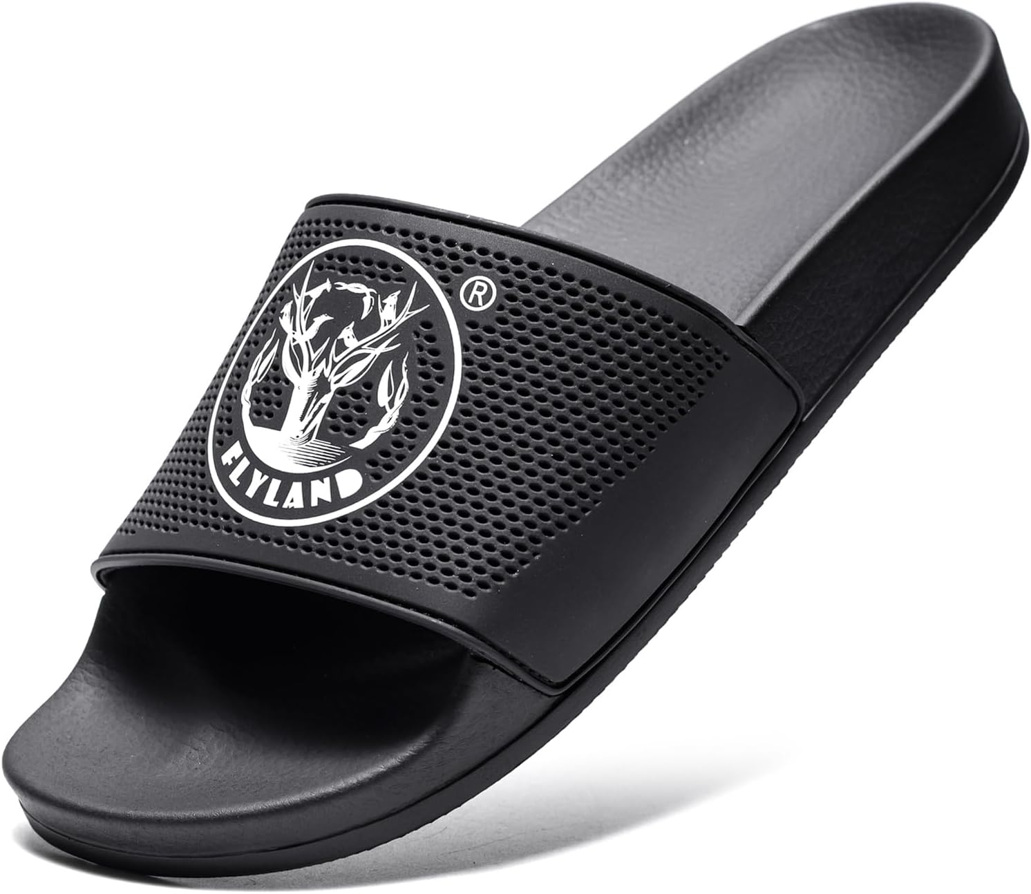 FLYLAND Men's Open Toe Slide Sandals Non-Slip Flat Slippers Outdoor Soft Comfort Fit & Arch Support