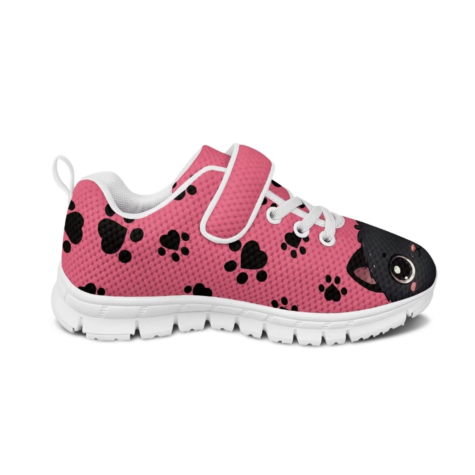 Cugasmaru Cute Cat Gym Shoes for Girls Slip On Sneakers Size 1.5 Big Kids Footwear Fun Paw Print Shoes for Playing Tennis Lightweight School Dance Athletic for Pre-Teens Girls
