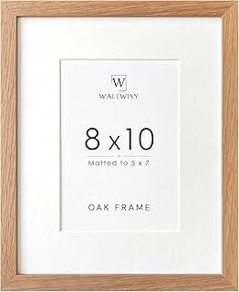 8x10 Picture Frame, Solid Oak Wood 8x10 Photo Frame with Mat to 5x7, 10x8 Picture Frames for Wall and Tabletop Display, Natural Oak 8 x 10 Frame, Set of 1