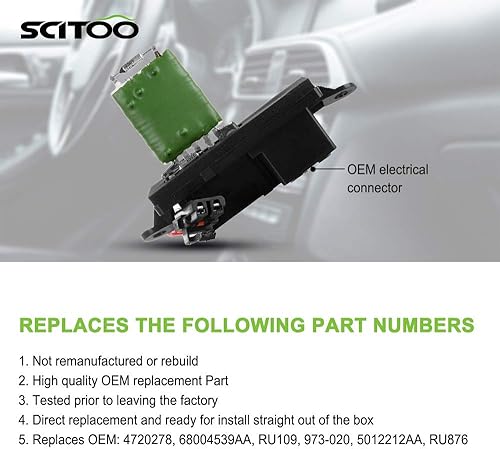 Miniatura 361 de SCITOO Resistencia de motor de ventilador HVAC para 2008-2013 para Chrysler 300/2008-2016 para Town & Country/2008-2010 para Dodge Charger/2008-2018