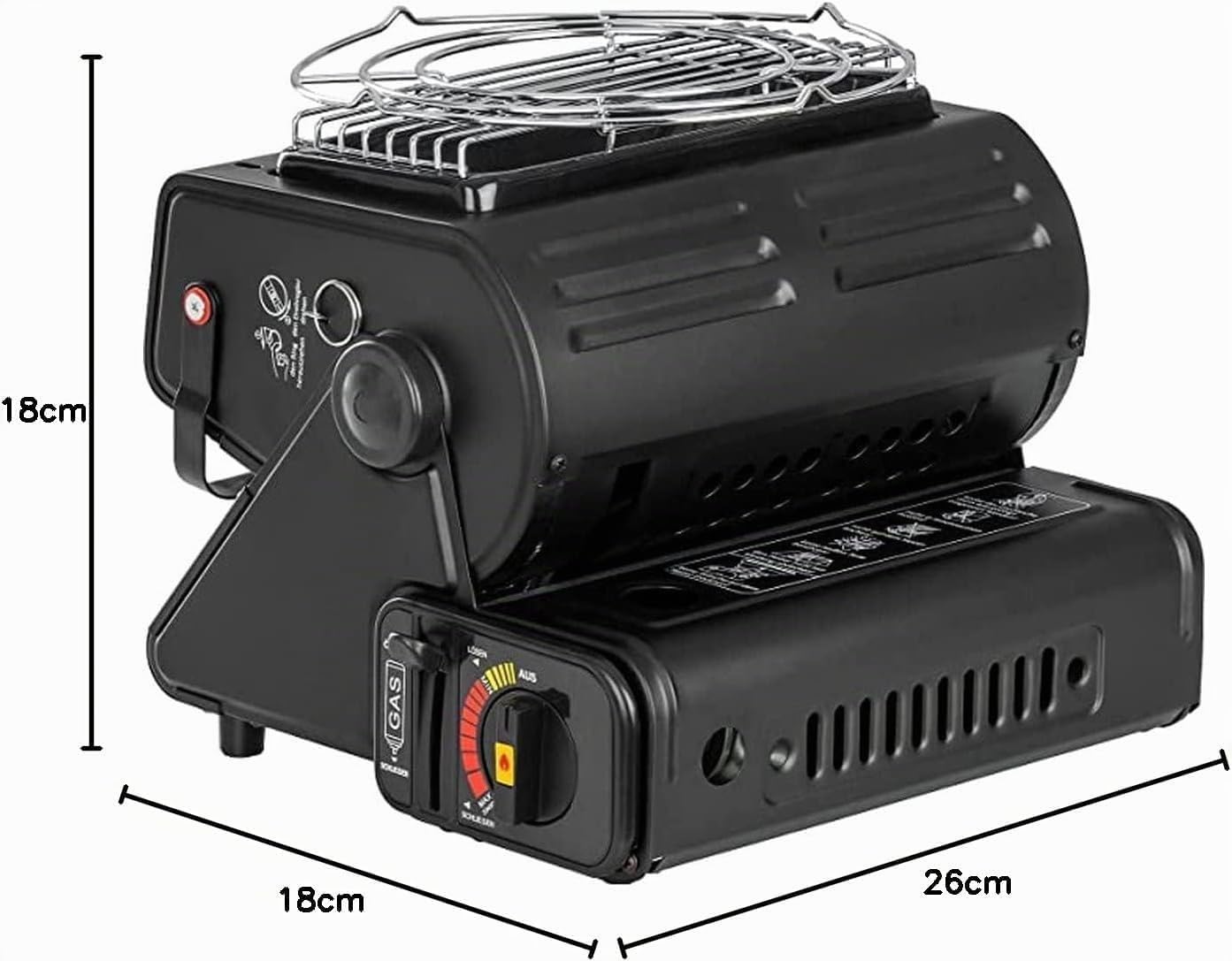 Heizstrahler Gasheizung 1,3KW Gasstrahler keramik Heizgerät Heizung + 4x Gaskartuschen