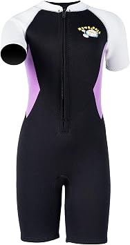 Kids Neoprene Shorty 2.5 mm with Front Closure UV Protection 50+ Warming Wet Suit for Boys and Girls for Bathing Paddling Snorkelling Surfing at the Lake Sea and Beach