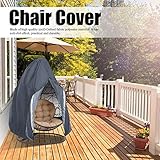 Enzeno Patio Hanging Egg Chair Cover, Outdoor Single seat Cocoon Swing Egg Chair Cover Waterproof with Zipper, 300D Heavy Duty Veranda Garden large Covers for egg chair on stand 190 * 115cm, Grey - Image 7