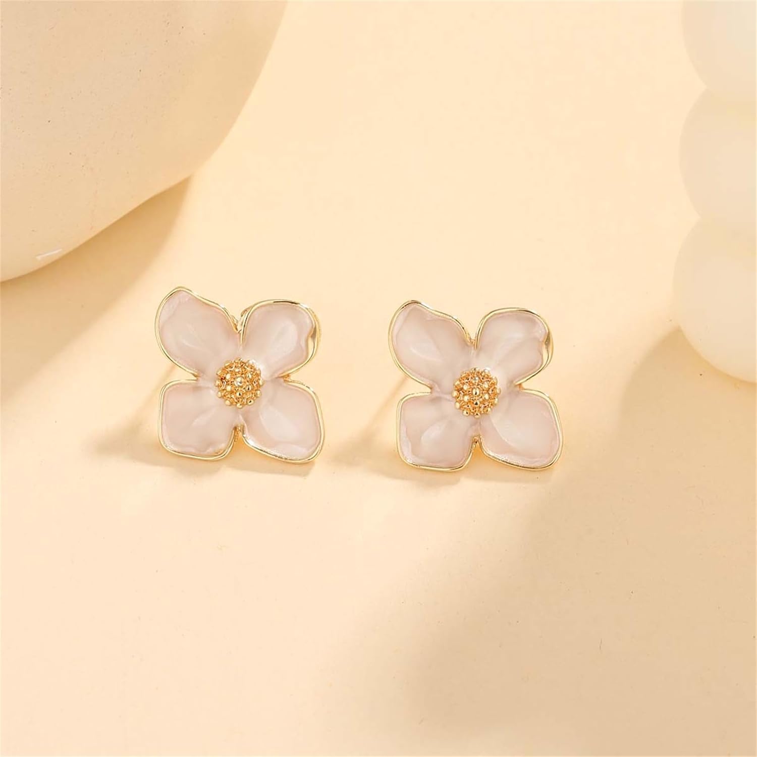 Vintage Enamel Flower Earrings,Colorful Floral Stud Dainty Oildripping Jewelry Chunky Petal Statement Earrings Elegant Party Prom Holiday Accessories for Women - Image 3