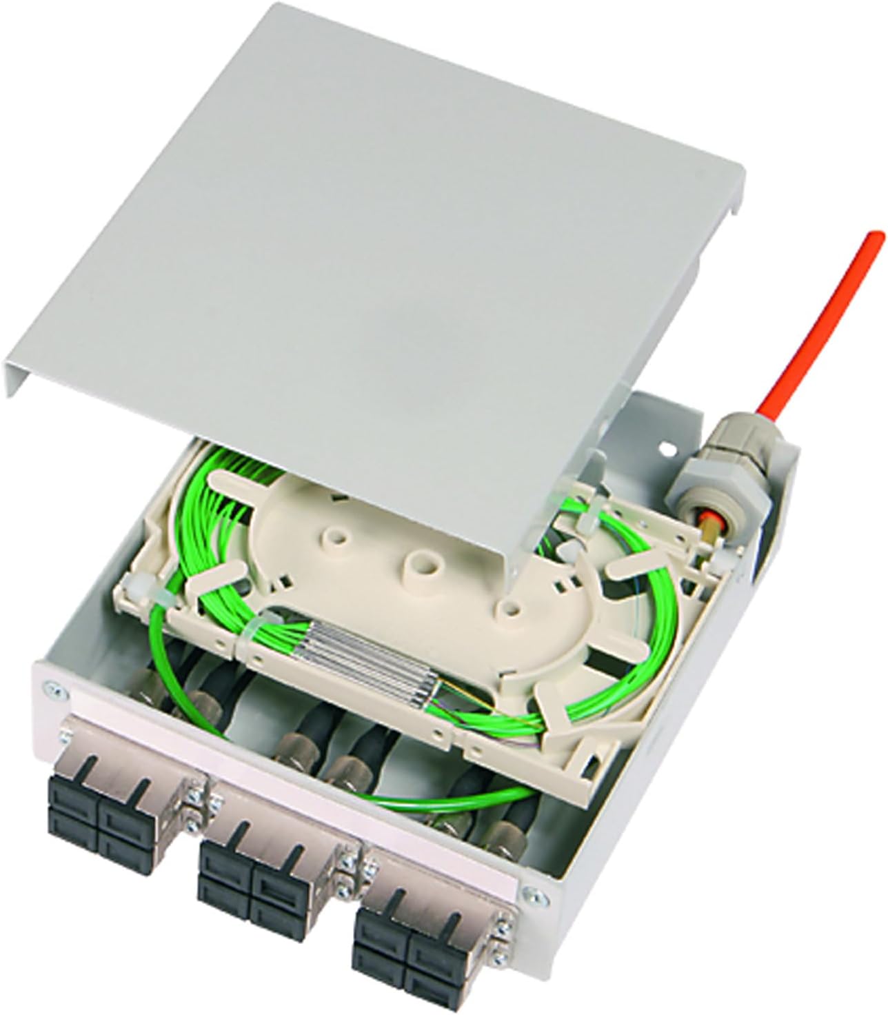 TELEGÄRTNER TS Splitter 6xLC-D Splice Cassette, Pigtails 12xG50/125 OM3, LC