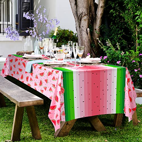 Durony DY0484 2 Pack Watermelon Plastic Tablecloths 54 X 108 Inches Pink Watermelon Plastic Table Cloth Cover Watermelon Party Supplies thumb #4