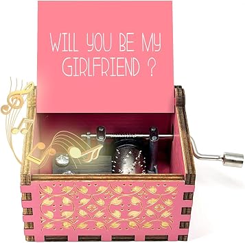 ukebobo Will You Be My Girlfriend Gifts, Fall in Love Music Box, Musical Boxes for Love One, Romantic Valentine Surprise Gifts for Her Him Boyfriend GirlfriendPink-539