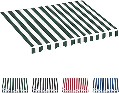 Patio Awning Fabric Replacement, Waterproof Polyester Sun Shade Shelter Canvas, Stripes Canopy Cover for Yard, Deck, BalconyGreen,6.5x5ft/200x150cm