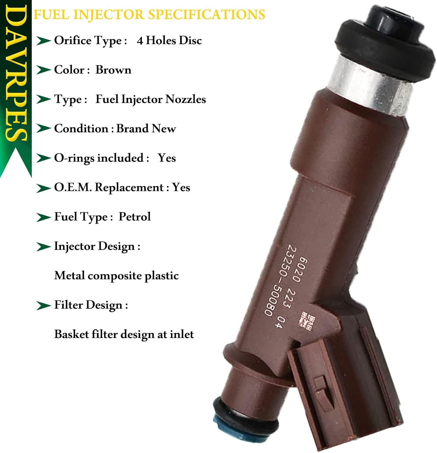 8PCS 23209-50080 Fuel Injectors Fuel Spray Nozzle Engine For Lexus GX470 LX470, Toyota Land Cruiser 4Runner Sequoia Tundra 4.7L V8 Replace#23209-0F020｜232090F020｜2320950080｜FJ728