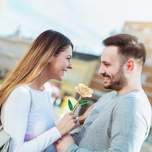 Miniatura 5 de Ejoyous Rosa de oro de 24 quilates, regalo de rosa real preservada para siempre, para amantes, mamá, esposa, hija, novia, amiga, regalo único en el