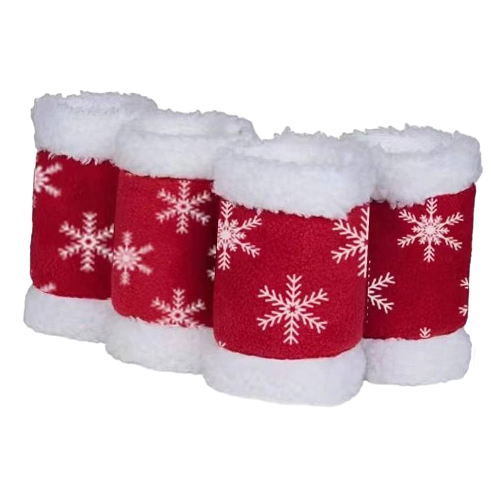 4 Pcs Horse Fly Boots Christmas Themed Horse Leg Wraps with Fleece Trim Horse Fly Protection Accessories for Training Exercising Horse Dress Up