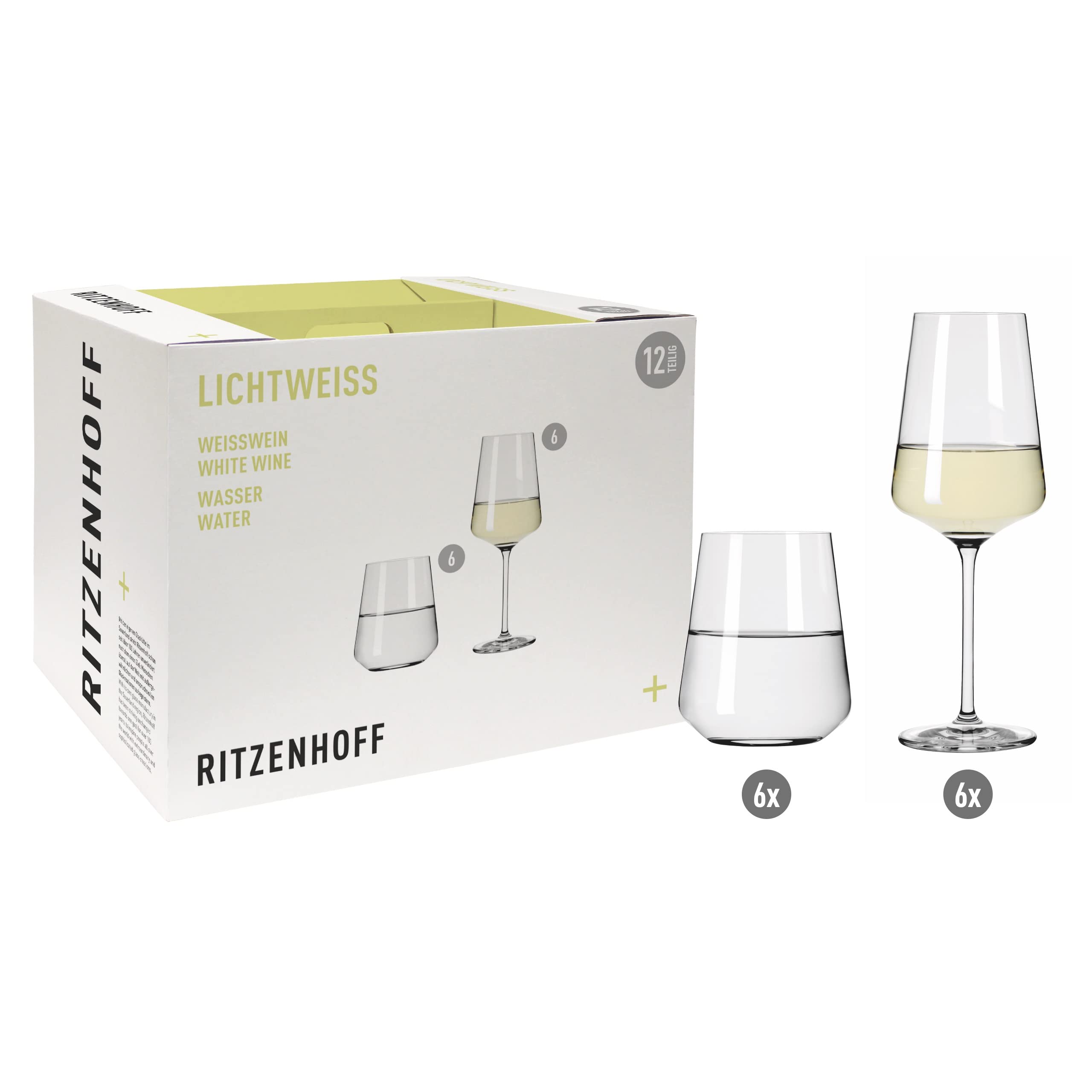 RITZENHOFF Set di 12 bicchieri per vino - 500 ml - Made in Germany | Art. n. 6111001, Serie Julie, 12 bicchieri per vino 500 ml, cristallo, lavabile in lavastoviglie