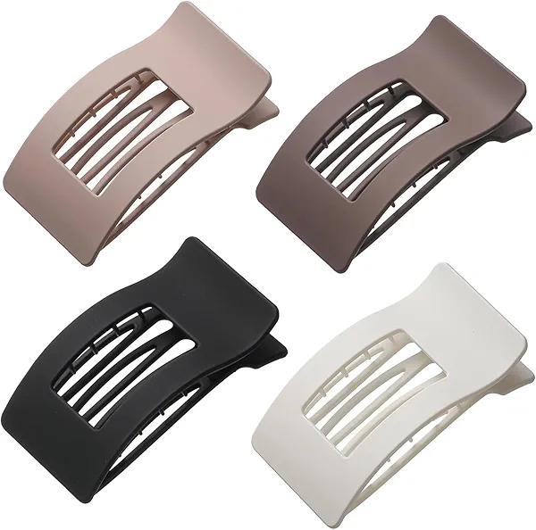 4 PCS Flat Hair Clips, Large Flat Claw Clips for Women Girls, Strong Hold French Hair Clips for Thick Thin Hair, Stylish Classic Hair Barrettes(Neutral Matte)