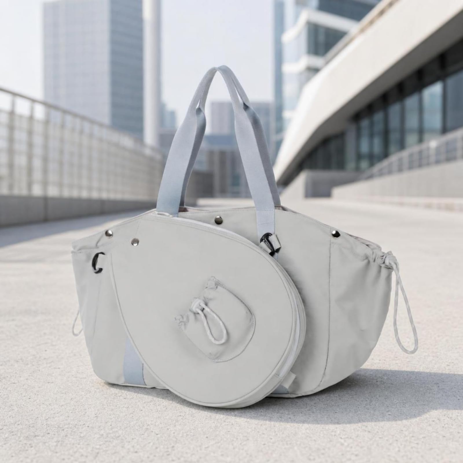 Badmintontasche mit Schlägerhülle , Graue Federballtasche , Grau , Grau