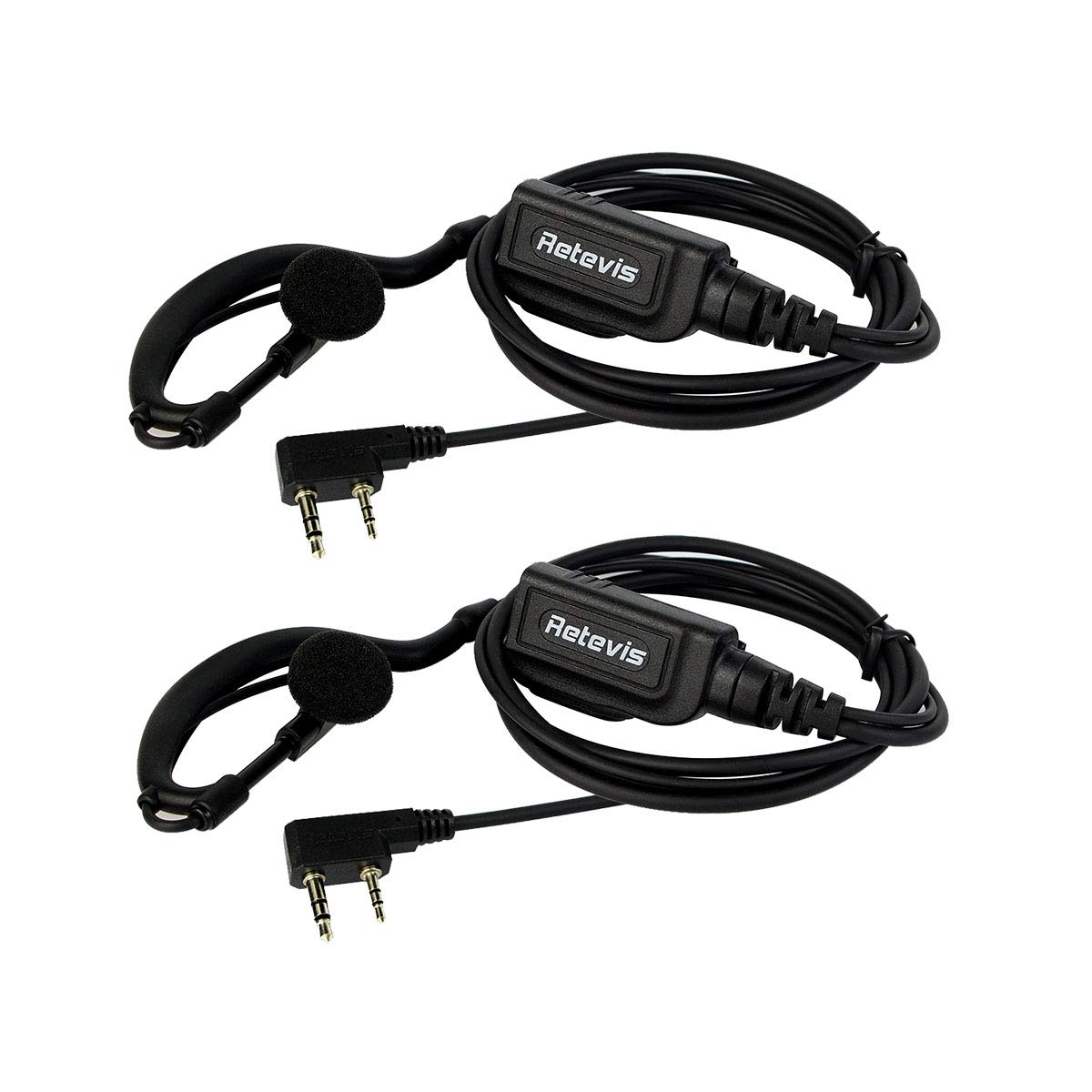 Retevis Walkie Talkie Auriculari, 2 pin G-Tipo Curvetta Auricolare Compatibile RT619 RT24 RT27 Baofeng BF-888S UV-5RV Kenwood Walkie Talkie (2 Pezzi)