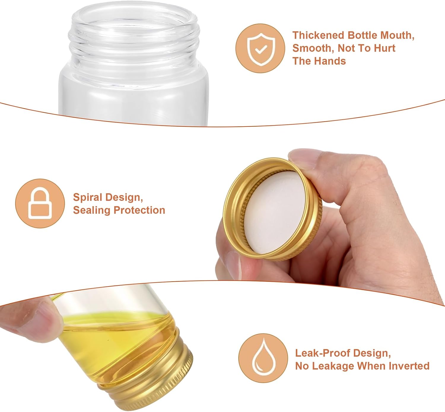 24-Pack 30ml Clear Small Glass Vials with Golden Aluminum Caps